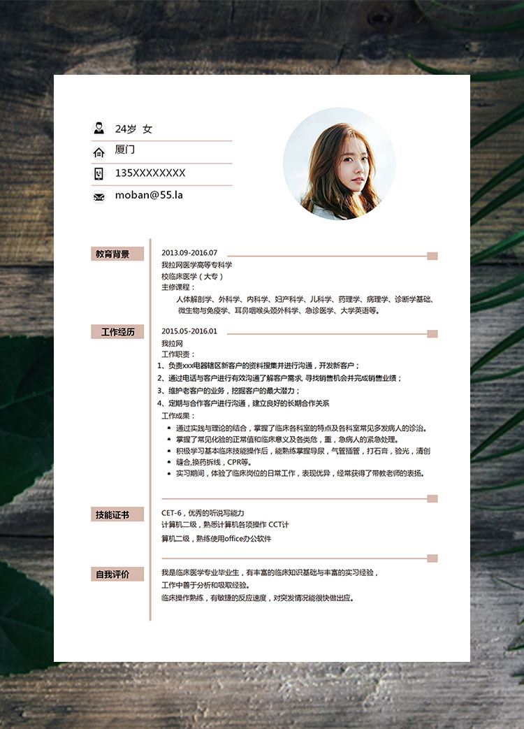 粉色系簡(jiǎn)潔風(fēng)電器客服簡(jiǎn)歷模板