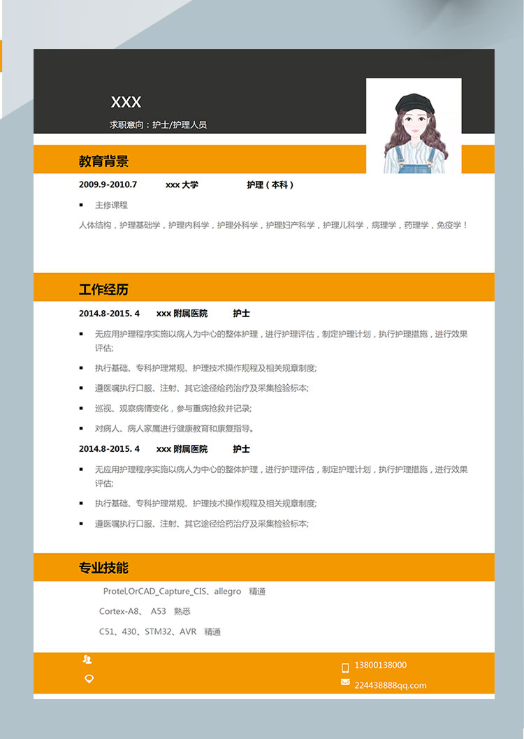 免疫學(xué)護(hù)理個人簡歷模板-1