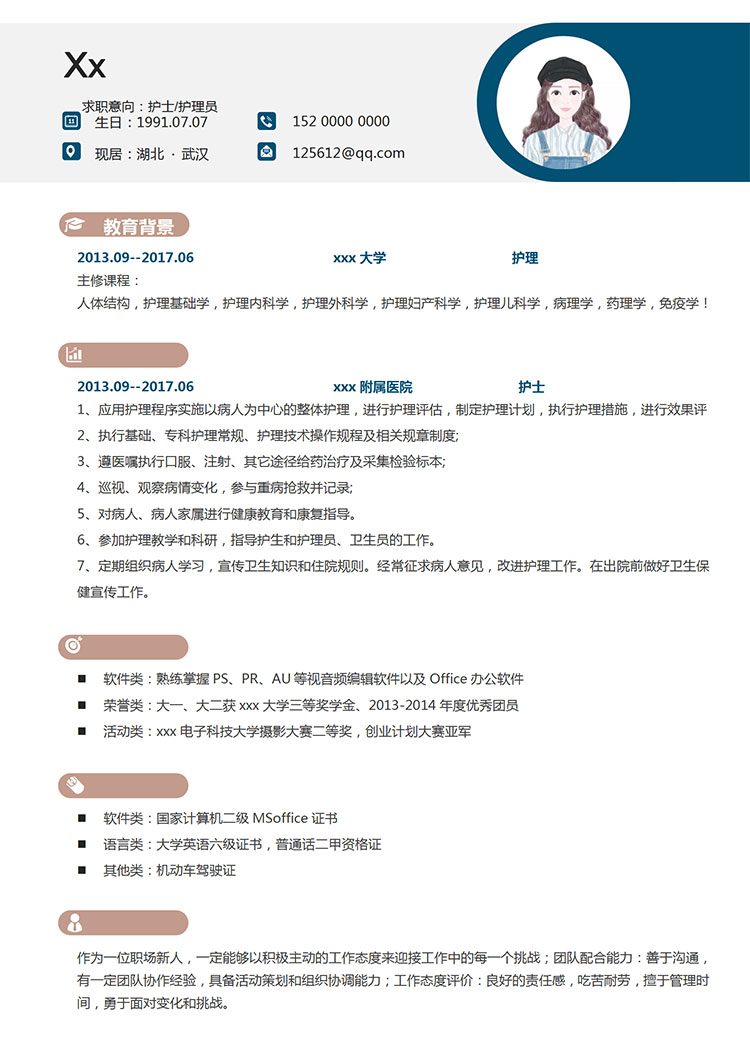 混色方框簡(jiǎn)潔護(hù)理宣傳個(gè)人簡(jiǎn)歷-1