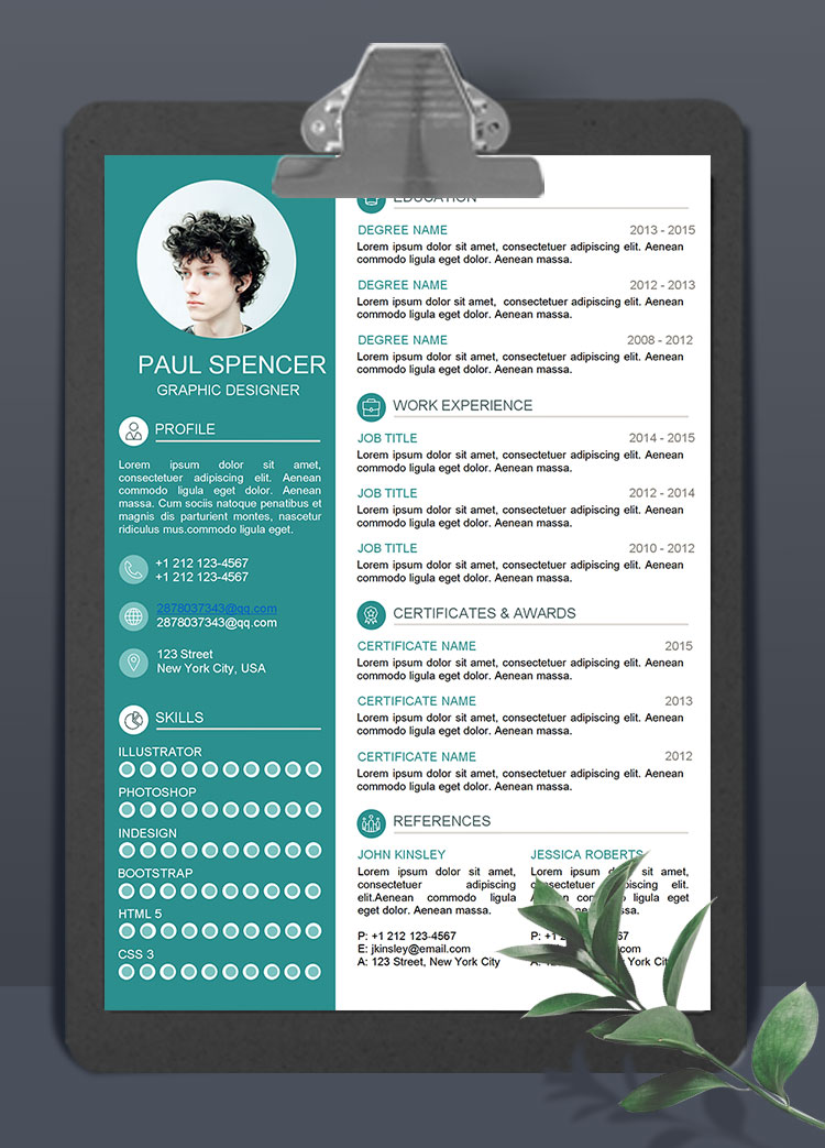 墨綠色個(gè)性通用英文簡(jiǎn)歷