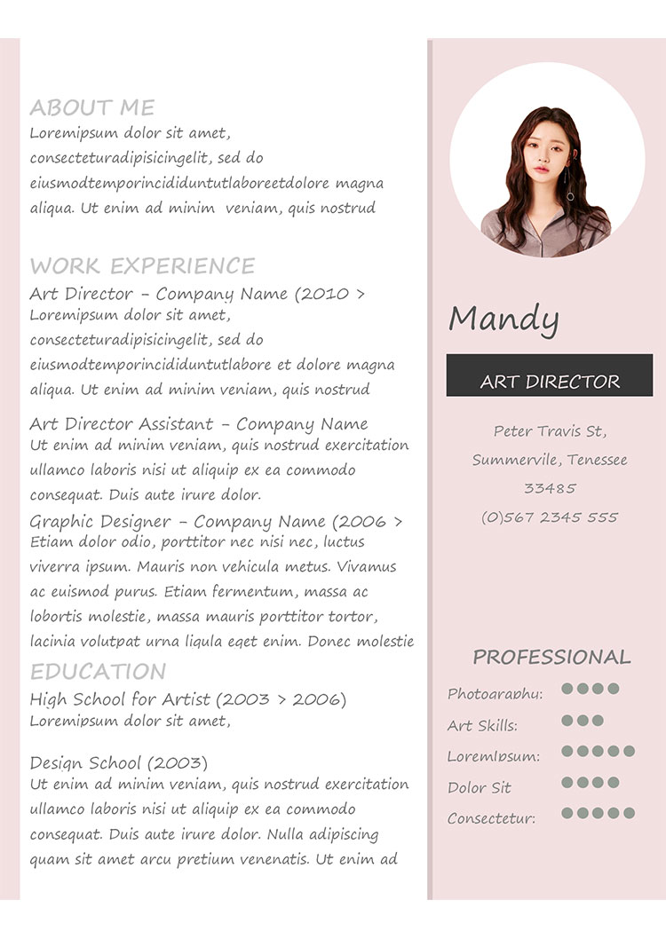 粉色精美風(fēng)通用英文簡歷-1