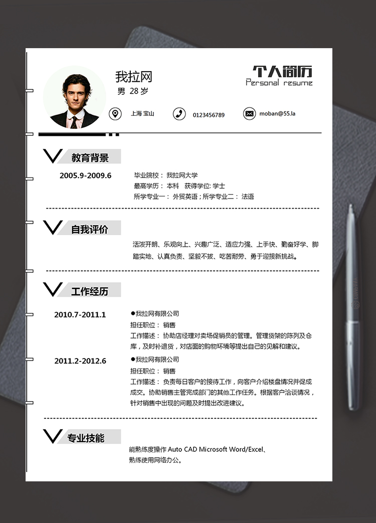 極簡創(chuàng)意風(fēng)銷售助理個人求職簡歷word簡歷