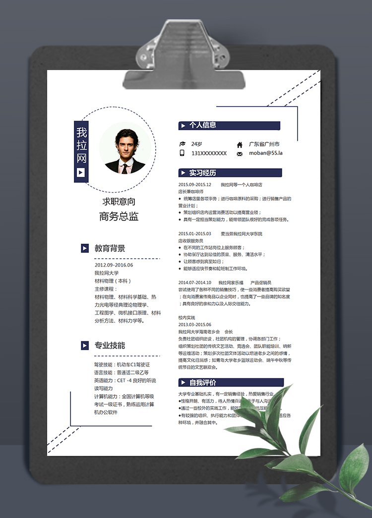 創(chuàng)意大氣風格商務總監(jiān)個人簡歷模板