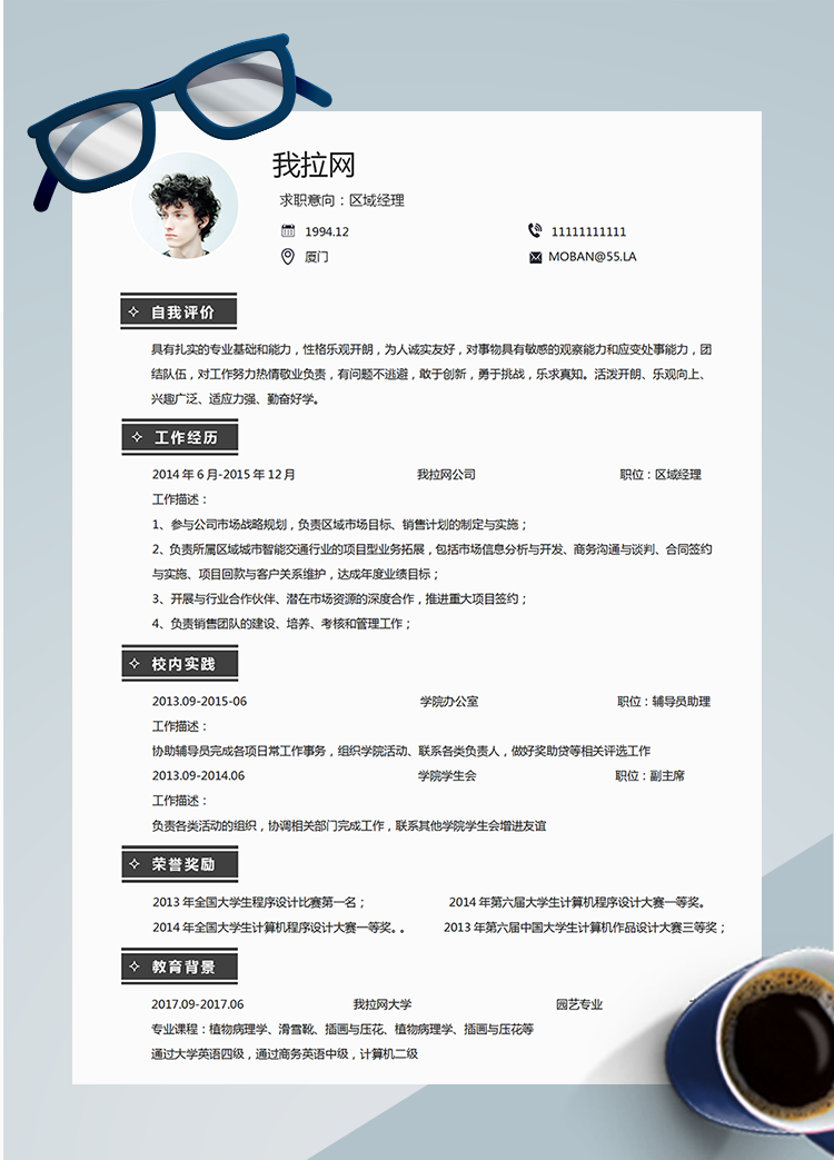 灰色簡(jiǎn)約風(fēng)區(qū)域總監(jiān)word簡(jiǎn)歷模板