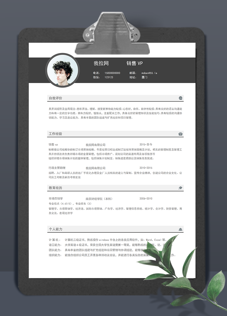 灰色簡(jiǎn)約風(fēng)銷(xiāo)售vpword簡(jiǎn)歷模板