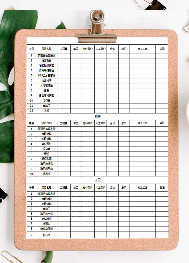 裝修項(xiàng)目清單-1